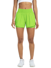 Load image into Gallery viewer, Women's high-waisted athletic shorts for running, yoga, layered design, anti-exposure, fitness, and workout with pockets
