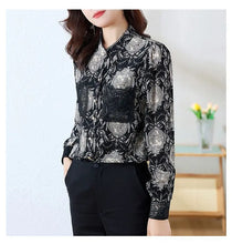Load image into Gallery viewer, Printed Satin Commuter Shirt Women
