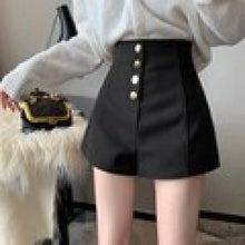 Load image into Gallery viewer, Black Shorts Women Spring Summer New Wide Leg Pants High Waist Single BreastedAApricot casual hot pants
