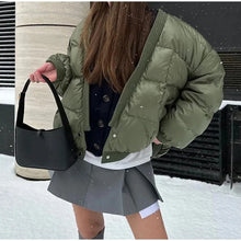 Load image into Gallery viewer, Women winter coats 2024 New in coats Couple style loose V-neck long sleeved top Thick and warm women's coat cotton-padded jacket
