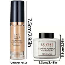Load image into Gallery viewer, Facial Makeup Set:1pc Matte Loose Powder+1pc Waterproof Fundation,High-Coverage,Long-Lasting,Oil Control,Creat Natural Looks.
