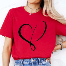 Load image into Gallery viewer, Women Love Heart Design T-Shirts Fashion Casual Short Sleeve T-shirt Heart Personalised Graphic Tshirts RED Women T Shirts Ts01
