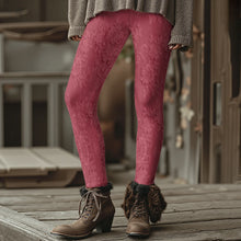 Load image into Gallery viewer, Fashion Women's Slim-Fit Leggings Wine Red Floral Pants Autumn Winter Stylish Thick Warm Pants Sexy Tights for Outdoor Wear
