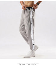 Load image into Gallery viewer, Men Jogger Pants Contrast Color Sides Buttons Stretch Workout Long Trousers Casual Sports Sweatpants Streetwear
