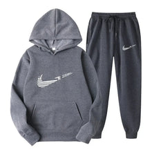 Load image into Gallery viewer, Men Tracksuit 2 Pieces Sets Hooded Sweatshirt +Drawstring Pants Male Hoodies Running Sportswear Men Women Autumn Sportwear
