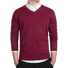 Load image into Gallery viewer, Sweater Men 2026 Autumn Casual Pullovers Men V-Neck Solid Cotton Knitted Brand Clothing Slim Fit Male Sweaters Pull Homme
