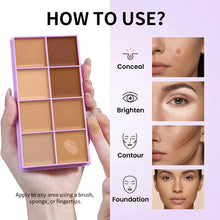 Load image into Gallery viewer, 8 Shade Soft Matte Cream Concealer Palette Full Coverage Fade Dark Circles Blemishes Waterproof Long Lasting Oil Control Makeup
