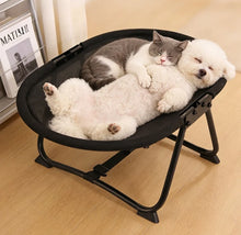 Load image into Gallery viewer, Foldable Elevated Pet Bed Breathable Linen Mesh Raised Cat Dog Sleeping Indoor Small Puppy Kitten Rest Sofa with Storage Bag
