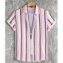 Load image into Gallery viewer, Hawaiian Shirts For Men 3d Striped Print Short Sleeve Shirts Summer Loose Casual Tops Simple Fashion Oversized Men Clothing
