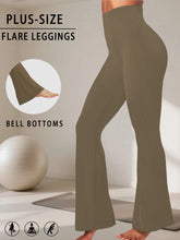 Load image into Gallery viewer, Plus Size Ladies High-Rise Flared Leggings for Yoga and Workout Features Tummy Control and a Stylish Bell-Bottom Design in Sizes
