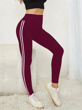 Load image into Gallery viewer, Women's High-waist Slimming Leggings Side Stripe Pattern Breathable Yoga Pants Sportswear Athletic Apparel
