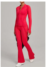 Load image into Gallery viewer, New Gym Yoga Outfit for Women Zipper Long Sleeve Fitness Suit Daily Casual Running Fitness Sportswear Two-Piece Sets Coat+Pants
