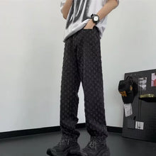 Load image into Gallery viewer, Jacquard All Over High Street Jeans Mens 2024 New Straight Lift Pattern Loose Wide Leg Jeans Casual Boyfriend Jeans Pants Tide
