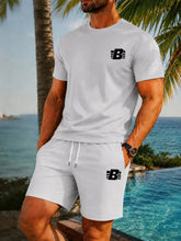 Load image into Gallery viewer, Men's 2-Piece Tracksuit Casual Sportswear Set Short Sleeve T-Shirt + Shorts Quick Dry Breathable Gym Fitness Running Outfit
