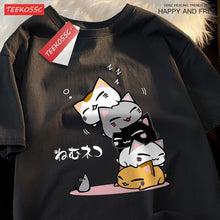 Load image into Gallery viewer, Cute Stacked Cats Sleeping Don'T See The Mouse Men Women T Shirts Oversized Loose T-Shirts Summer Cotton O-Neck Short Sleeve
