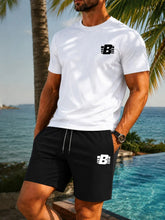 Load image into Gallery viewer, Men's 2-Piece Tracksuit Casual Sportswear Set Short Sleeve T-Shirt + Shorts Quick Dry Breathable Gym Fitness Running Outfit
