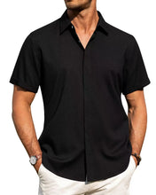 Load image into Gallery viewer, Mens Golf Shirts for Men Summer Beach Loose Shirt Button Down Short Sleeve Blouses Solid Print Casual Linen Shirts Streetwear
