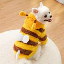 Load image into Gallery viewer, Bee Pet PUppy Coat Apparel Outfit Fleece Clothes Dog Cat Hoodies Fancy Costume Halloween Cosplay Sweater Dog Winter Warmth Hoodi
