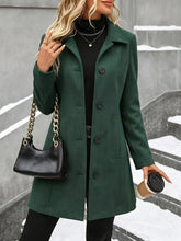 Load image into Gallery viewer, Women's Mid-Length Woolen Coat Autumn Winter New Style Single Button Casual Coat Flip Collar Classic Elegant Outerwear
