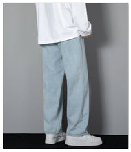 Load image into Gallery viewer, 2026 New Korean Men's Casual Long Jeans Classic Man Straight Denim Wide-leg Pants Solid Color Light Blue Grey Black
