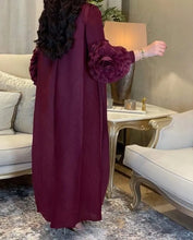 Load image into Gallery viewer, Women Elegant Evening Party Dresses 2025 Summer New Solid Colour Classic Long Sleeve Plate Flower Design Prom Dresses Female
