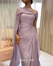 Load image into Gallery viewer, Lilac One-Shoulder Draped Evening Gown
