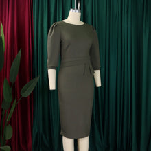 Load image into Gallery viewer, Elegant O-Neck Sheath Midi Dress
