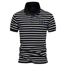 Load image into Gallery viewer, Striped Embroidered Cotton Summer Polo

