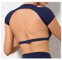 Load image into Gallery viewer, Sports Muscle Back Tee Without Padded Women Backless Sports Shirts Workout Gym Training Yoga T-Shirt Outdoor Open Back Tops
