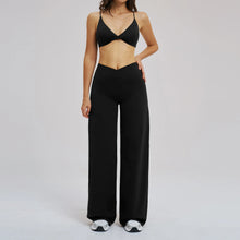 Load image into Gallery viewer, Yoga Set - Backless Bra + Cross Waist Wide Leg Pants Fitness Suit, Jogging Tracksuit Active Wear Workout Loungewear Sports Gym
