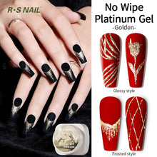 Load image into Gallery viewer, RSNAIL 5g No-Wipe Platinum Gel Nail Polish for Summer Reflective Sparkle Metallic Golden Silvery Drawing Liner Manicure Varnish
