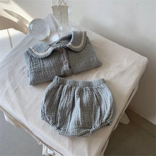 Load image into Gallery viewer, Navy Cotton Baby Outfit Set
