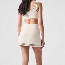 Load image into Gallery viewer, Women's Yoga Sets Waffle Knit Tennis Set Tank Top Skort With Pocket Built-in Shorts Outdoor Gym Workout Outfit
