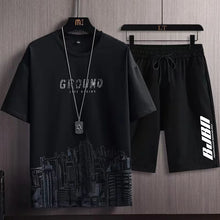 Load image into Gallery viewer, 2023 Summer Men's Tracksuit 2 Piece Set Fashion Casual Solid Short-Sleeved T-Shirt and Shorts Sport Suit Breathable Man Clothing
