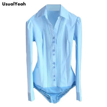 Load image into Gallery viewer, Elegant Pleated Office Bodysuit Blouse
