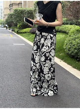Load image into Gallery viewer, Wide-leg Pants for Women Summer Thin Printed New Style Drawstring Elastic Loose Straight Casual
