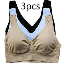 Load image into Gallery viewer, 3 Pack Women Sports Bra Wirefree Yoga Bras Tank Top High Intensity Push Up Three Color Solid Color Elastic Sports Bra
