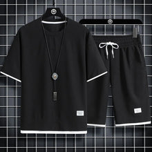 Load image into Gallery viewer, Trendy Suits for men Men's Summer Shorts Set Gym Outfit Student Short Sleeve Tee 2 Piece Set Tracksuits Men Casual Men Clothing
