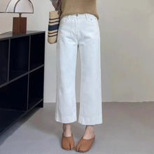 Load image into Gallery viewer, Women High Waist Wide Leg Pants Casual Loose Trousers Summer Solid Color Straight Fit Pocketed Ankle-Length Jeans
