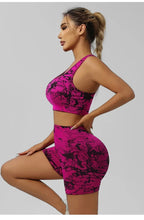 Load image into Gallery viewer, Women Seamless Tie Dye Yoga Set Quick Dry Sports Bra Shorts Lightweight Breathable Workout Outfit
