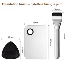 Load image into Gallery viewer, Ultra Thin Foundation Brush Makeup Mixing Palette with Spatula Flat Face Contour Brush Cosmetic Puff Blender Beauty Makeup Tools
