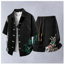 Load image into Gallery viewer, Summer Tracksuits Men Traditional Chinese Style Suit Shirt Shorts Tang Suit Male Fashion Casual Summer Sets
