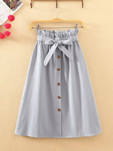 Load image into Gallery viewer, Summer Autumn Skirts Womens Midi Knee Length Korean Elegant Button High Waist Skirt Female Pleated School Skirt
