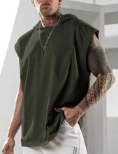 Load image into Gallery viewer, 2026 Men Tank Top  Fitness Training Pullover Leisure Fashion Sleeve Men's Hooded Vest Solid Color Tank Tops For Male
