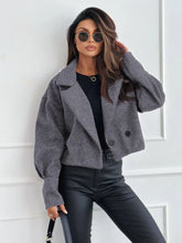 Load image into Gallery viewer, Women's Double Breasted Short Wool Coat Casual Lapel Collar Cropped Jacket For Autumn Winter Daily Wear

