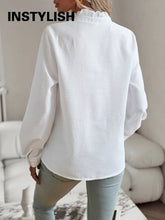 Load image into Gallery viewer, Women's Shirt Elegant Long Sleeve Ruched Stand Neck Office Lady Blouse Casual Button Shirts Harajuku Tunics Street Simple Tops
