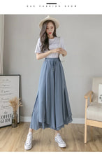 Load image into Gallery viewer, Women Pants Culottes Elastic Wide Leg Irregular Hem Double Layers Korean Trousers Summer Casual Loose Pleated Pants

