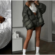 Load image into Gallery viewer, Women winter coats 2024 New in coats Couple style loose V-neck long sleeved top Thick and warm women's coat cotton-padded jacket
