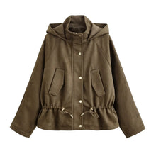 Load image into Gallery viewer, Elegant Hooded Double Breasted Jacket
