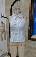 Load image into Gallery viewer, Women Button up Halter Tops Summer Trendy Lapel Tie up Backless Shirts for Streetwear Aesthetic Grunge Clothes

